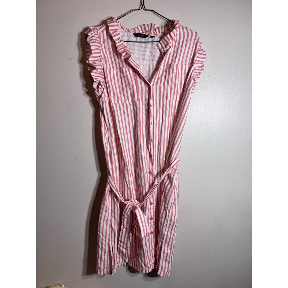 G by Giuliana Black Label  Women's  Red White Stripe Linen Maxi Dress - size PL